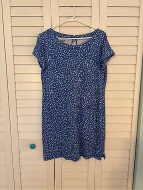 Talbots Dress Blue Printed Cap-Sleeve Shift S